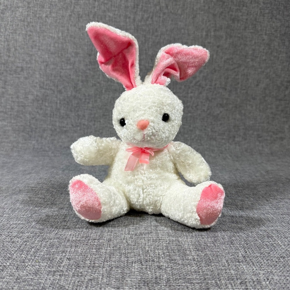 Hug & Luv Plush Bunny Rabbit Kids White Pink Spring Easter Soft Toy Aesthetic